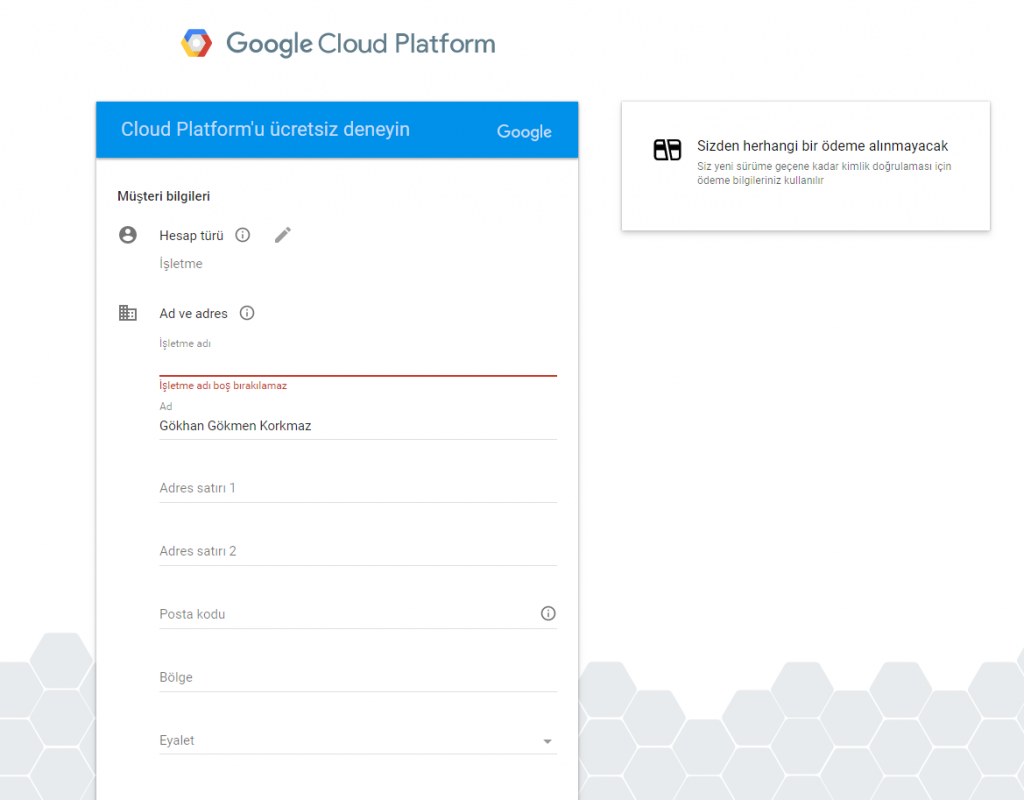 Google Cloud Ücretsiz Deneme