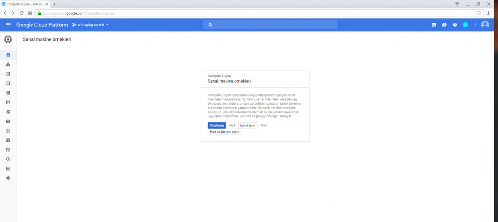 Google Cloud Compute Engine Oluştur