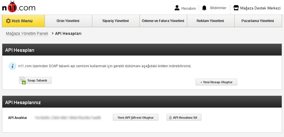 N11 API Hesabı Oluşturma Adım 3